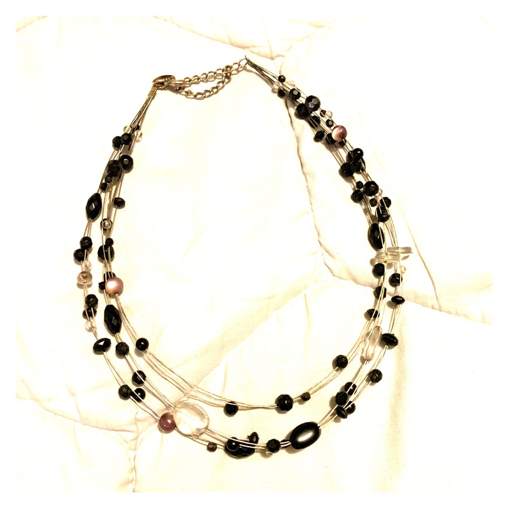 Black-beaded necklace